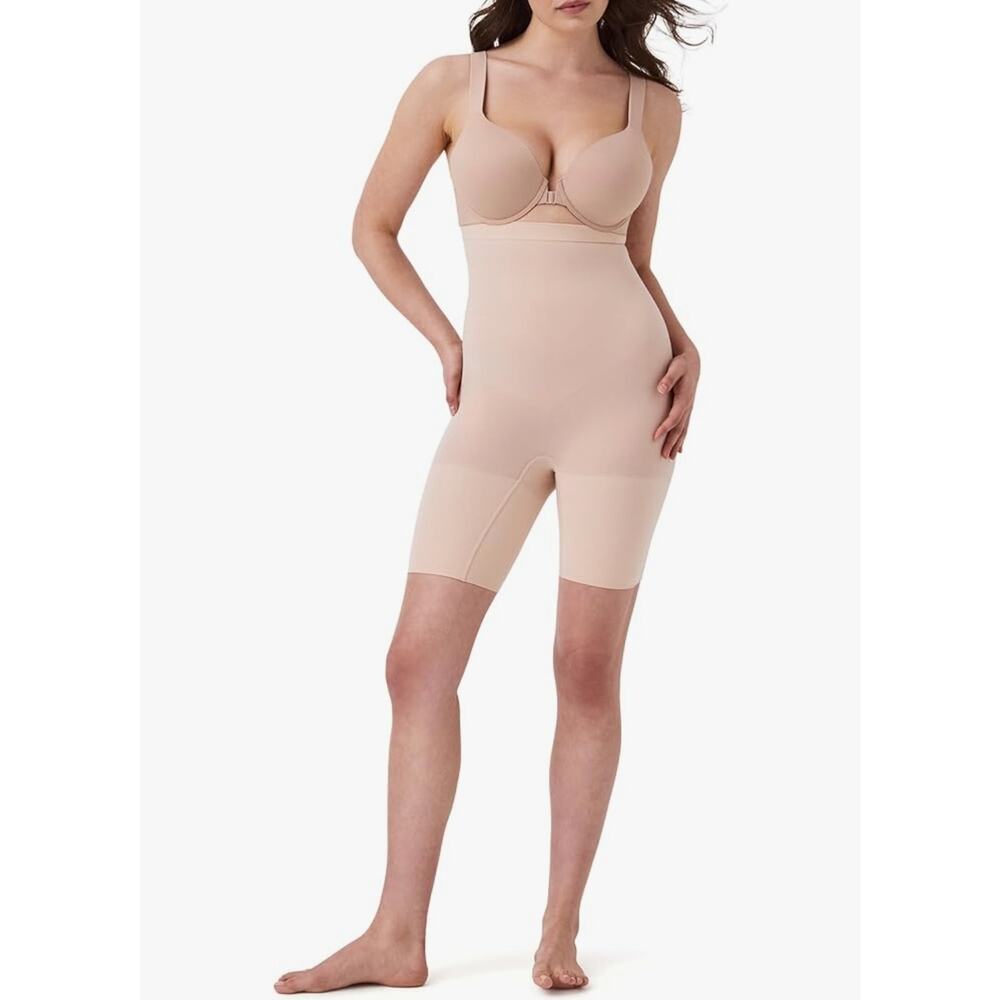 SPANX SPANXsculpt Power Series High-Waisted Mid-Thigh Short, Soft Nude, Size 1X